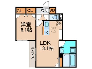 Clashist細井川の物件間取画像